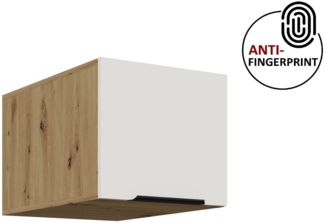 Küchen Aufsatzschrank 40 cm ARIA Weiss ultra matt + Eiche Artisan matt, hochwertige Fronten mit Anti Fingerprint Beschichtung Küchenzeile Küchenblock