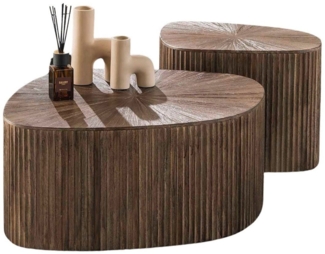Maison ESTO Couchtisch 2er-Couchtisch Set MOJO CHAM Teakholz dunkelbraun organisch viereckig (2er-Set), Abgerundete Ecken