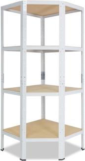 shelfplaza HOME 155x90x60 cm Eckregal in weiß mit 4 Böden und 175 kg Traglast pro Boden