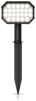 Brandson LED Gartenstrahler Solar Erdspießleuchte, Akku Gartenleuchte, Solarspotlight Wandmontage, Ein-/Ausschalter, mehrere Helligkeitsstufen, LED fest integriert, Warmweiß, Solarstrahler 80 Lumen, Solarleuchte warnweiß, für Garten, Balkon IP65