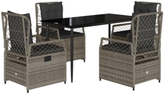 vidaXL 5-tlg. Garten-Essgruppe mit Kissen Grau Poly Rattan 3262987