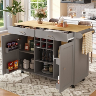 XDeer Kücheninsel Moderne Kücheninsel,Küchenschrank, buffetschrank, Speisewagen Multifunktionale Esstisch mit Speicherraum