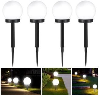 LETGOSPT LED Solarleuchte 4/8x Solarlampen für außen, LED Solarlampe, Ø 10cm x 33cm Kugellicht, LED fest integriert, ‎Kaltweiß, Solar Gartenleuchte Kugel Set, LED Kugel Außen Garten Solarleuchte