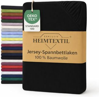 EXKLUSIV HEIMTEXTIL Marke Jersey Spannbettlaken 100 x 200 cm Schwarz 100% Baumwolle Öko - Tex Zertifiziert Bed-Sheet Bettlaken Spannbetttuch Topper Leinentuch