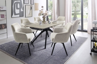 CERRITO Esstisch Auszugtisch 160 (220) cm Natursteinoptik beige