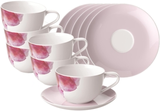 Villeroy & Boch Rose Garden Cappuccinotasse mit Untertasse 300 ml Rosa 6er Set - DS