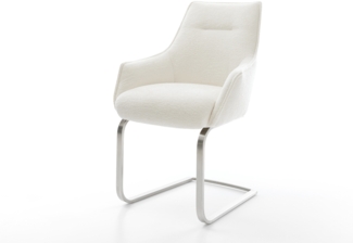 Freischwinger Alja-Flex mit Armlehnen Bouclé Soft Beige Freischwinger flach Edelstahl Taschenfederkern