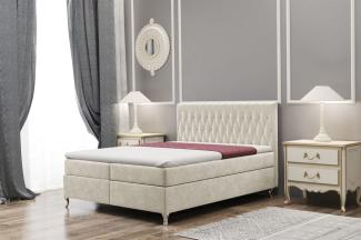 Boxspringbett Schlafzimmerbett ESME 180x220cm in Stoff Riviera Beige