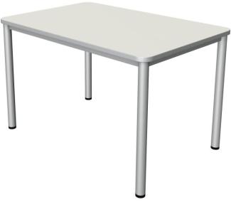 Kerkmann Schreibtisch Prime 120x80x75 cm 4 Bein-Gestell alusilber Weiß