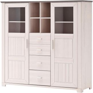 Vertiko >Malmö< in Weiß aus Massivholz - 152x144,5x46,5cm (BxHxT)