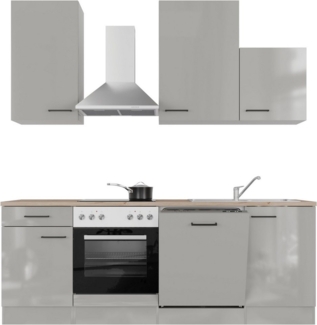 Flex-Well Küchenzeile Lund, wahlweise mit E-Geräten, Breite 220 cm, glänzende Fronten