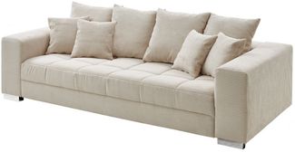 Massivart® Big-Sofa Cord grau oder beige 254 cm / 4-Sitzer Cordsofa / BORNEO, Nosagunterfederung / inklusive Kissen Set