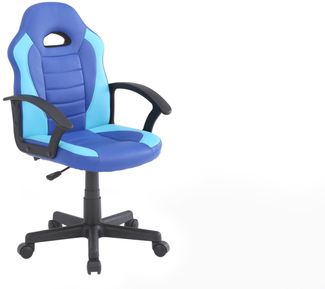 Dmora Drehstuhl Miranda blau, verstellbar gepolstert, 5 Rollen