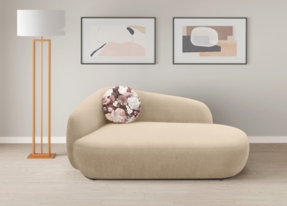 DOMO. collection Recamiere 700013, Liege mit Zierkissen, oval, Füße mit Filzgleitern, Chaiselongue, Sofa, Polstergarnitur, 183 x 105 x 75 (BxTxH), beige