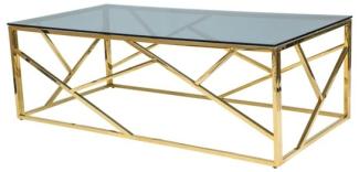 Couchtisch Glastisch Escada A 120 x 60 x 40 cm Gold Rauchglas