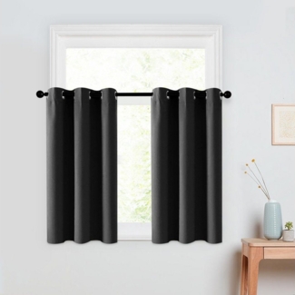 BYSURE Scheibengardine (2 St), Ösen, verdunkelnd, Bistrogardine Fensterschal für Küche