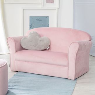 roba Kindersofa 'Lil Sofa' mit Armlehnen - Bequeme Kindercouch mit Samtstoff - Rosa