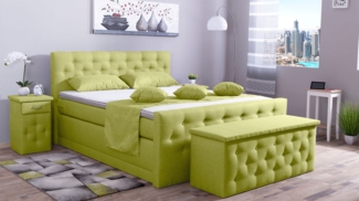 Meisterbetten Boxspringbett Babo 160x220 in WT-Apfelgrün, Matratzenbezug Nano, Komfortschaum-Topper, mit Fussteil
