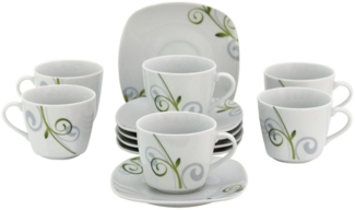 6er Set Kaffeetasse 20cl mit Untertasse 14,5cm Mirage