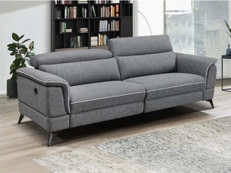 Vente-unique - Relaxsofa elektrisch 3-Sitzer - Stoff - Grau - MACARI