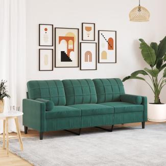 vidaXL 3-Sitzer-Sofa mit Zierkissen Dunkelgrün 180 cm Samt 3278231