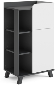 Vicco Midischrank Anthrazit/Weiß 50x90 cm mit Tür und Schublade, Karen