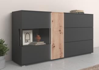 COTTA Sideboard Montana, Kommode, Breite 185 cm, inkl. LED-Beleuchtung, mit Push-To-Open