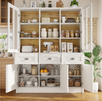 REDOM Hochschrank Küchenschrank,Esszimmerschrank (140x38,5x175 cm Moderner Hochschrank für Wohnzimmer & Küche – Vitrinenschrank mit Schubladen)