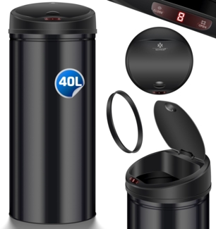 KESSER® Automatik Sensor Mülleimer Abfalleimer Abfall EDELSTAHL Papierkorb 40 Liter, 40 Liter SCHWARZ