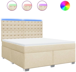 vidaXL Boxspringbett mit Matratze Creme 180x200 cm Stoff 3292886