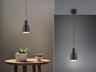 Kleine Pendelleuchte AGUDO mit Metall Lampenschirm Schwarz, Ø 12cm