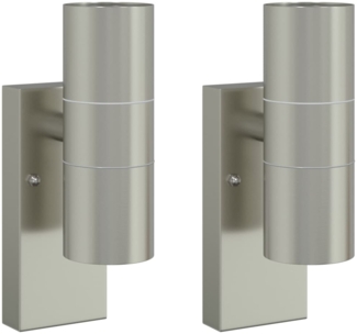 vidaXL Außenwandlampen 2 pcs Silber 7 x 10 x 22 cm Edelstahl 4005992