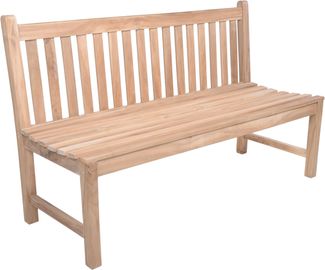 Gartenbank OMAR 3-Sitzer ohne Armlehnen - 150cm Breit, Teak, Hellbraun | Terrassenbank Wetterfest Sitzbank Outdoor Bank