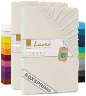 Lavea Spannbettlaken Maya, in Gr. 60x140, 90x200, 120x200, 140x200, 180x200 oder 200x220 cm, Baumwolle, Gummizug: rundum, (2 Stück), Jersey Spannbetttuch für Topper, Boxspring- und Wasserbetten