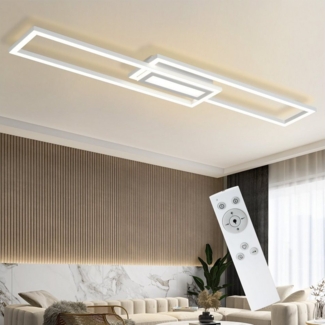 Nettlife LED Deckenleuchte Modern Dimmbar Schwarz 50W 95CM Geometrisch Deckenlampe, Dimmbar mit Fernbedienung, LED fest integriert, für Wohnzimmer Schlafzimmer Küche Flur Büro