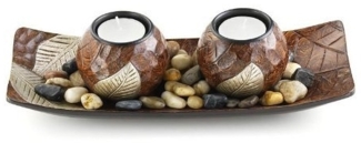 Locker | Dekoschale mit zwei Kerzenhalter aus Holz