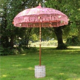 Oriental Galerie Sonnenschirm Rosa Pinker Bali Garten-Sonnenschirm 180 cm Gold Fransen Lilly