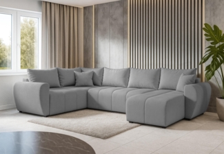AX LIVING Malatya U XL Wohnlandschaft U Form XXL Ecksofa Hellgrau 303cm L