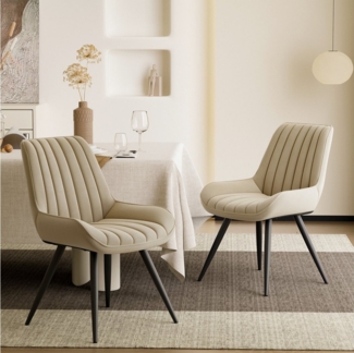 HawthyHome Esszimmerstuhl Stuhlset – 2er Set Polsterstühle, Moderner Küchenstuhl (2 St), mit Ergonomischer Rückenlehne und Metallbeinen