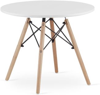 Valora MAKSI Couchtisch, modern, rund, Beine aus weißem Buchenholz, 60 cm