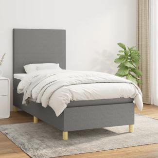 vidaXL Boxspringbett mit Matratze Dunkelgrau 90x200 cm Stoff 3142146