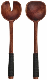 ASA Wood Nylongriff Schwarz Salatbesteck 24 cm