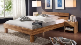 Massivart® Massivholzbett BORNATO / Wildeiche geölt / natürlich stilvoll / markante Maserung, Standbeine Wildeiche geölt / rustikale Optik