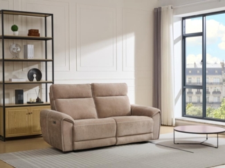 Vente-unique - Relaxsofa 3-Sitzer elektrisch - Stoff - Taupe - DJARALO