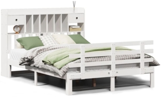 vidaXL Massivholzbett mit Regal ohne Matratze Weiß 140x200 cm Kiefer 3322797