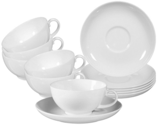 Seltmann Weiden Rondo/Liane Weiß Teetasse mit Untertasse 0,2 l 6er Set