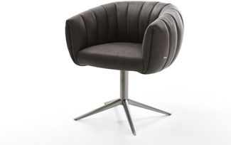 Drehstuhl Jada-Flex Mikrofaser Anthrazit Vintage Fußkreuz Graphit 360° drehbar Wippfunktion Taschenfederkern