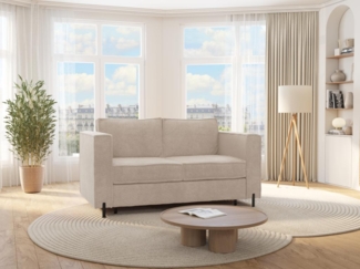 Vente-unique - Schlafsofa mit Matratze 3-Sitzer - Strukturstoff - Beige - Liegefläche 140 cm - Matratze 20 cm - ELORYA