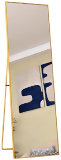 FUROKOY Ganzkörperspiegel Standspiegel Ganzkörperspiegel aus gehärtetes Glas,Wand Ganzkörper (Großer Spiegel Rechteckiger Bodenspiegel mit Rahmen, 140x40 cm, Gold), Aluminiumrahmen, für Schlafzimmer, Wohnzimmer, Badezimmer