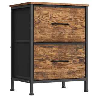 SONGMICS Kommode, Schrank, 2 Stoffschubladen, für Schlafzimmer, Flur, Wohnzimmer, braun-schwarz